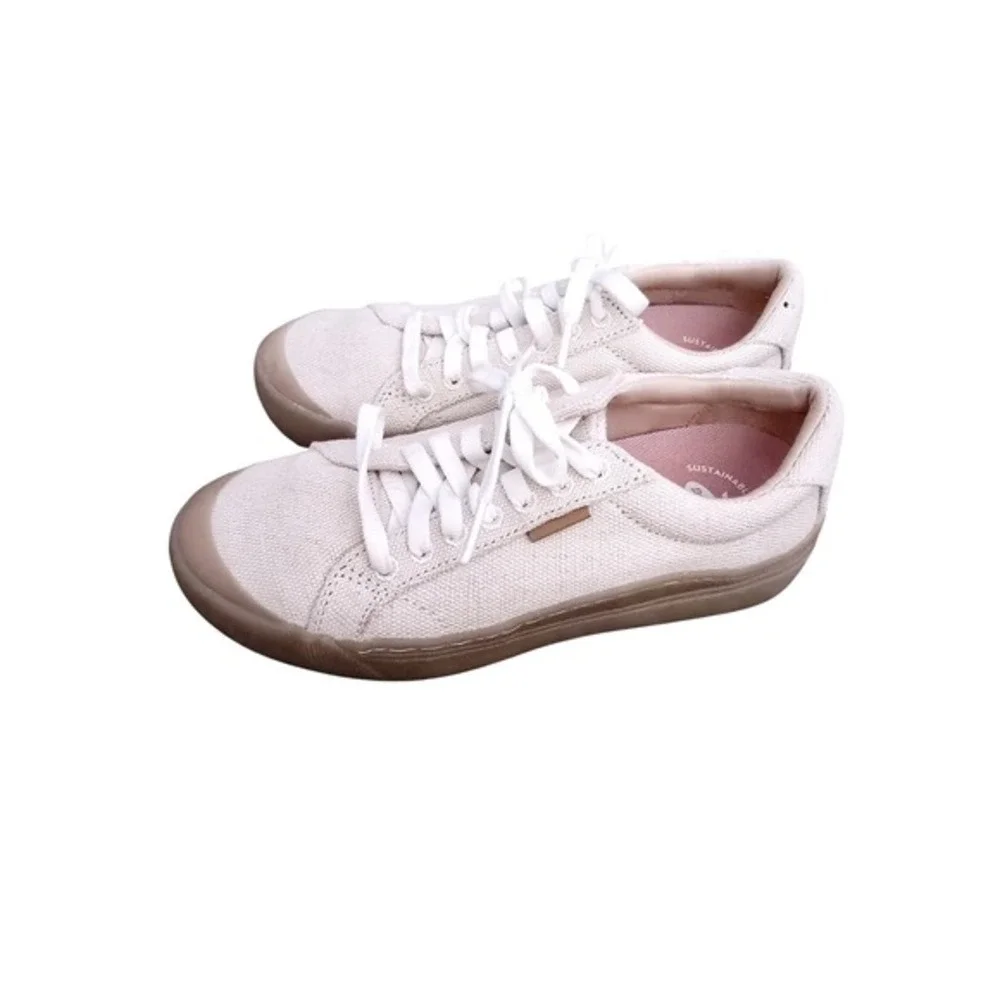 Dr. Scholl's Time Off Cream Fabric Lace Up Fashion Sneakers Gum Sole Womens 6.5M